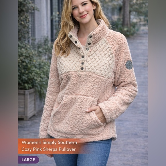 Jackets & Blazers - Simply Southern Pink Sherpa Snap-Neck Pullover Jacket